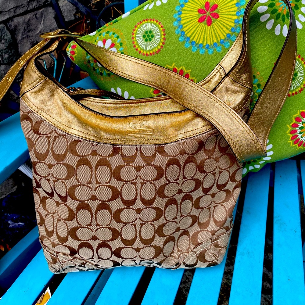 Coach signature print hobo bag